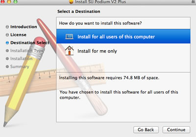 Installation directory dialog